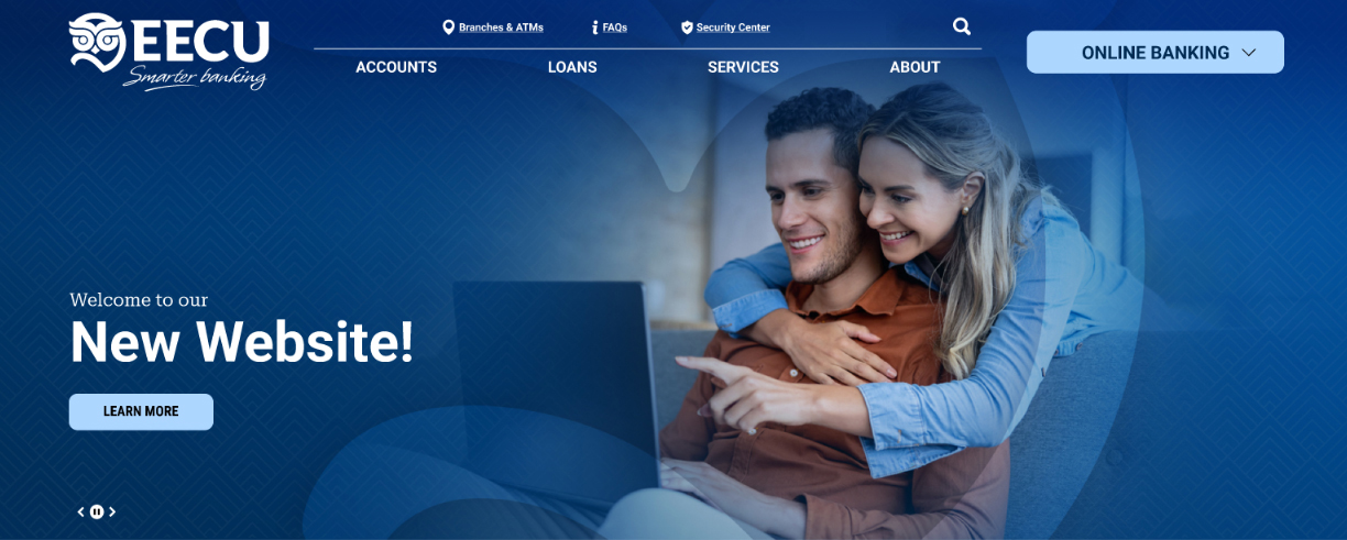 Example banner of new website design, says Welcome to our New Website!